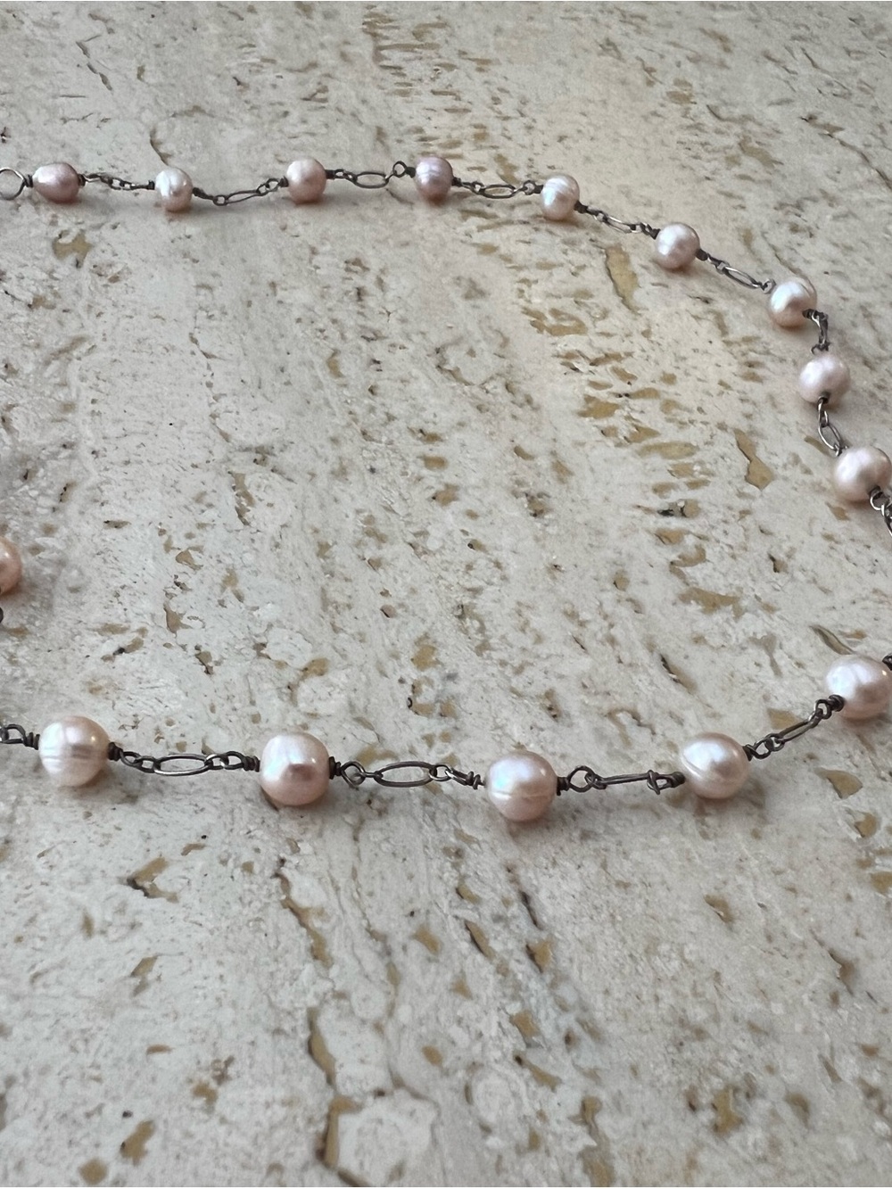 Gorgeous Freshwater Pearl Sterling Silver Chain Necklace - Blush Pearls